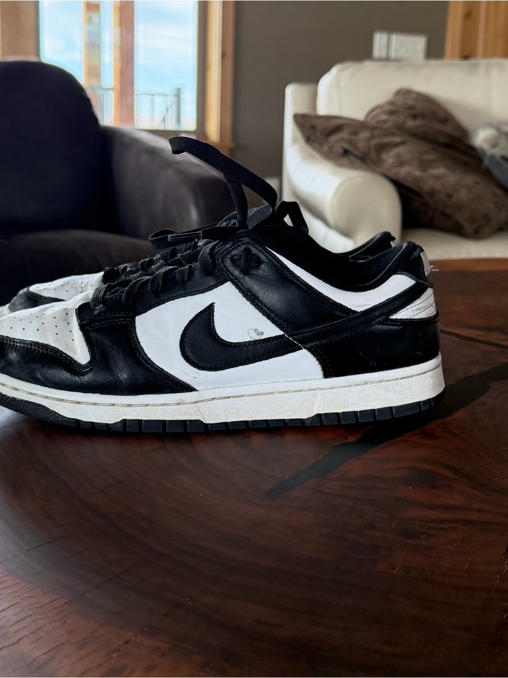 Nike Shoes Mens 10 Dunk Low Panda Black White Leather Classic Caasual Sneakers